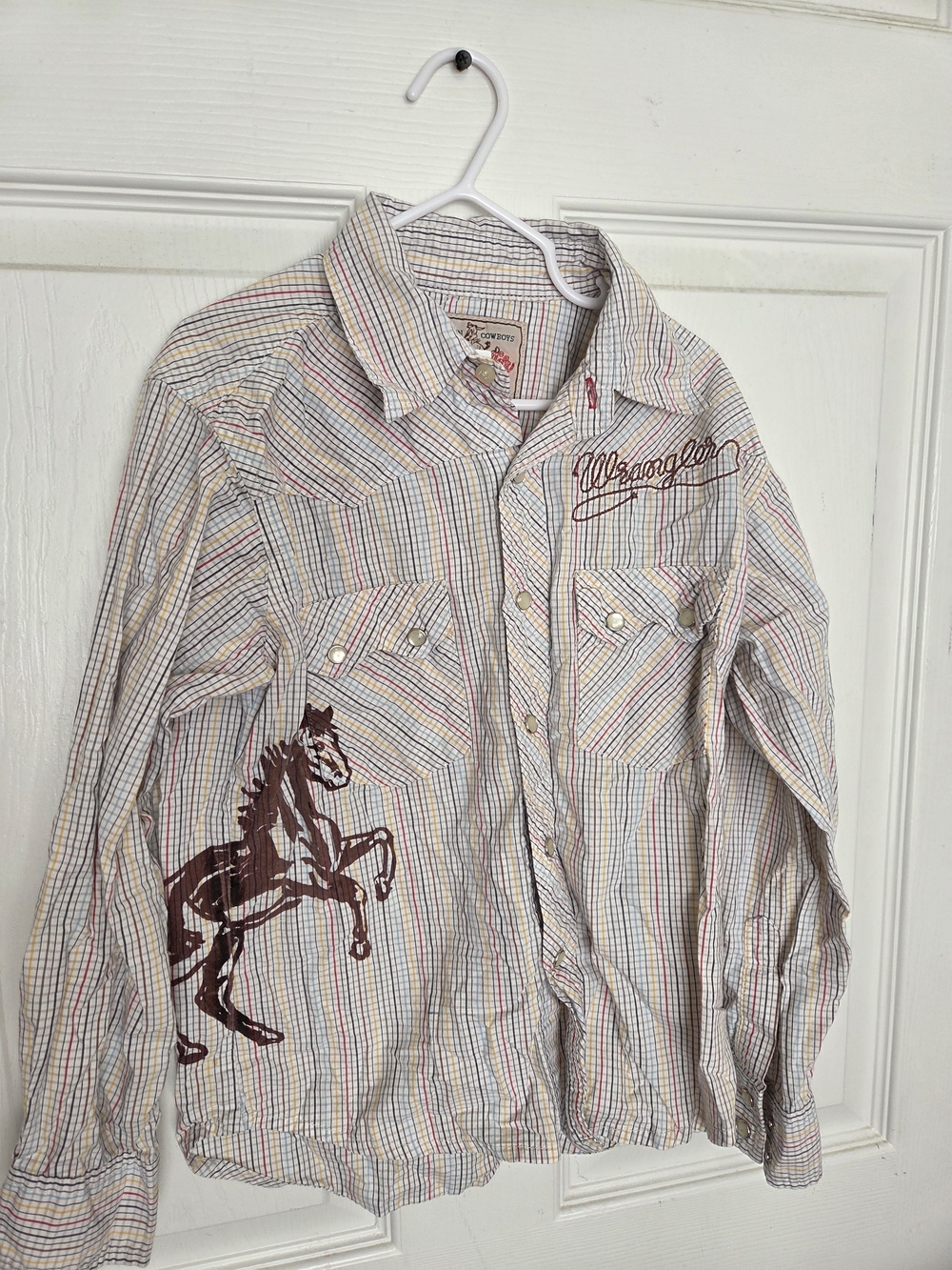 Wrangler Multistripe Western Button-Down Shirt with Horse Graphic
